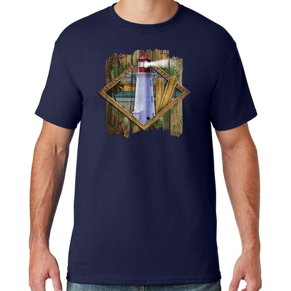 Mens Manu Bay Surf Company SURF LIGHTHOUSE T-shirt, XL Navy Blue