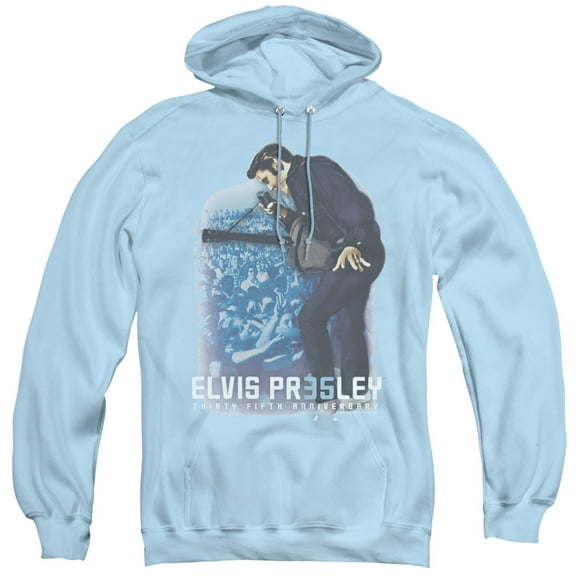 Elvis Presley 35Th Anniversary 3 Adult Pullover Hoodie Sweatshirt Light Blue