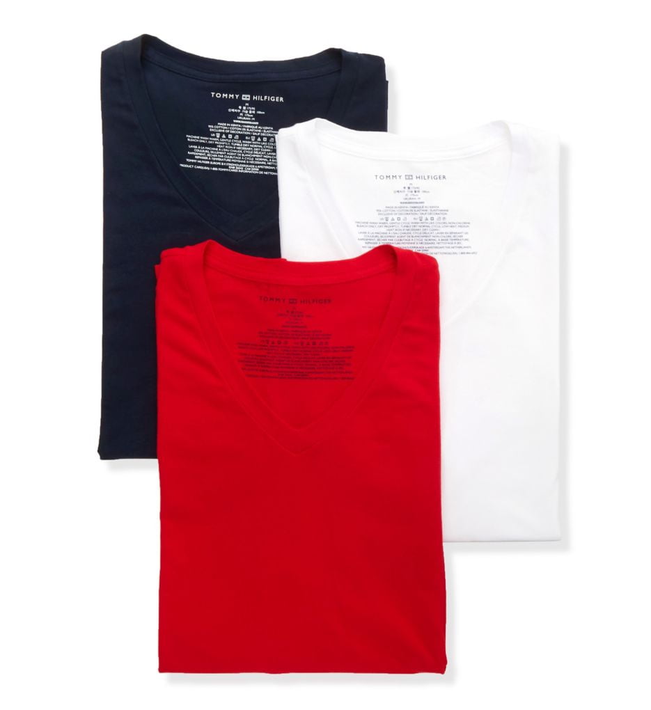 Layouten Vejhus sekundær Men's Tommy Hilfiger 09T3149 Cotton Stretch Classic V-Neck T-shirt - 3 Pack  (Mahogany XL) - Walmart.com
