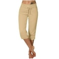thumbnail image 1 of Timegard Capri Pants for Women Drawstring Cropped Comfy Yoga Pants Fall Casual Loose Workout Trousers, 1 of 6