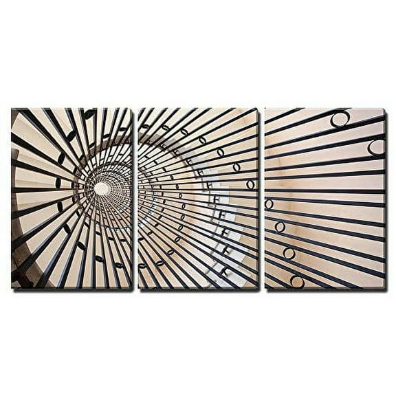 wall26 - 3 Piece Canvas Wall Art - View of a Spiral Staircase - Modern Home Art Stretched and Framed Ready to Hang - 24"x36"x3 Panels