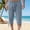 Light Blue, variant on Men Shorts Elastic Waist Beach Capri Casual Cotton Linen Pockets Solid Loose Drawstring, Blue, 3XL