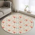 thumbnail image 3 of Spring Flowers Round Area&nbsp;Rug 4ft Watercolor Yellow Dragonfly Red Floral Leaf Linen Texture Non-Slip&nbsp;Washable Circle Rugs Soft Felt Indoor Floor Mat for Bedroom Kitchen Living Room Bathroom, 3 of 9