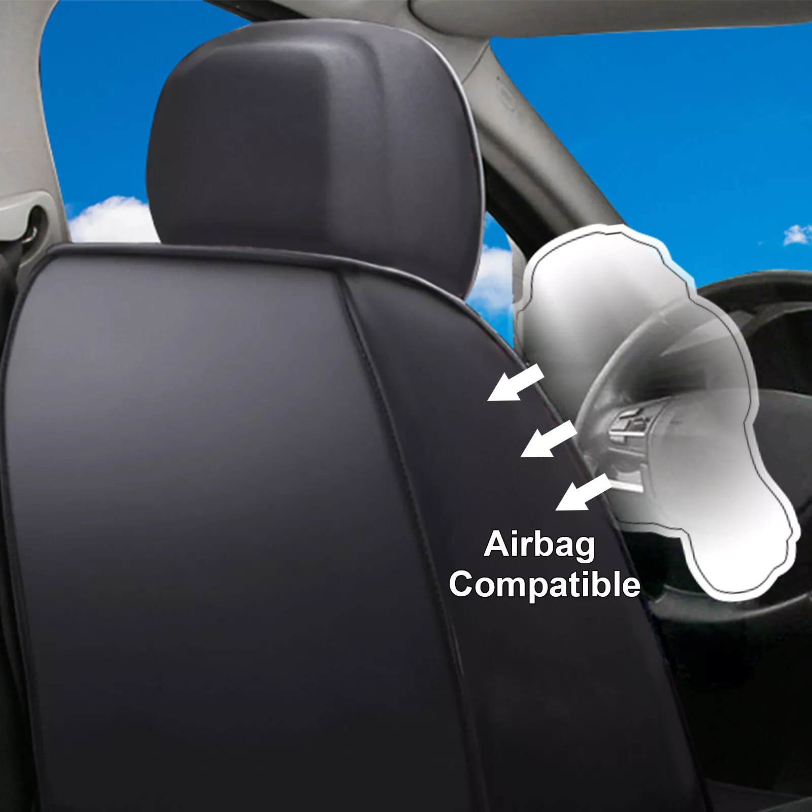 Car Seat Cover Fit for Ford Bronco Sport 2021-2025, Breathable Faux Leather Automotive Cushion Protector Front& Rear Full Set for Escape Fusion Focus Black Beige