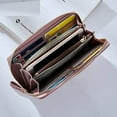 thumbnail image 4 of Wallet Leather Ladies Wallet Large Wallet Women With Zipper Gold Wallets Ladies Long (Green), 4 of 6