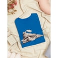 thumbnail image 3 of Steam Locomotive Graphic  Women Royal Blue T-Shirt, Female Small, 3 of 4