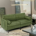 thumbnail image 2 of Costway Modern Loveseat 2-Seat Sofa Couch w/ 2 Bolsters & Side Storage Pocket Army Green, 2 of 10