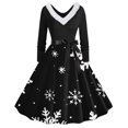 thumbnail image 1 of TIMIFIS Robes de Noël pour Femmes, Robes Maxi pour Femmes Robe Vintage de Vacances Manches Longues Col en V en Fourrure Robe Dos Nu, 1 of 3