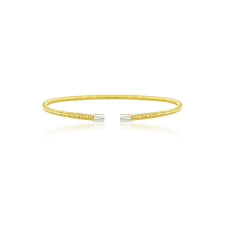 - Gold-Tone Wrapped Wire Design Open Cuff Bangle in Gold over Sterling Silver
