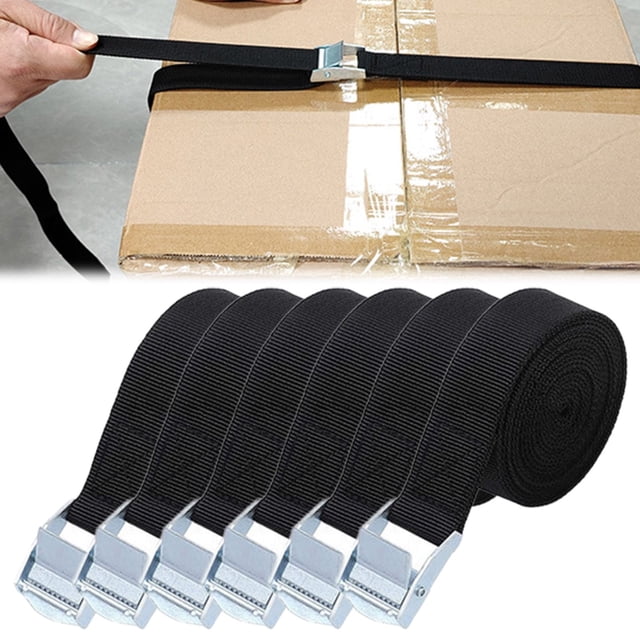 6 Pcs Sangles de Fixation Robustes 1 Po x 8 Pieds Charge 550 Lb, Boucle de Came Réglable pour Moto Camion Remorque Cargo, Kit de Fixation Polyester Résistant aux Intempéries Noir