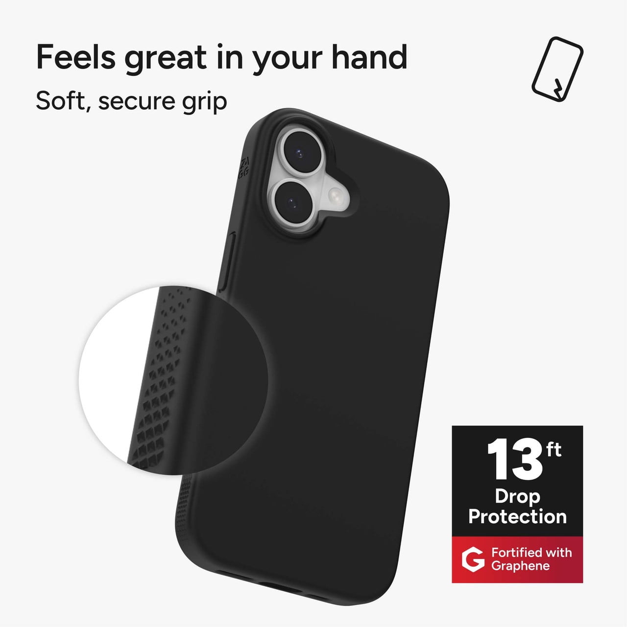 ZAGG Manhattan Snap Phone Case for iPhone 17 - Gray Clay Drop Protection (13ft/4m) Soft-Touch Silicone Slim & Lightweight Smooth Surface & No-Slip Grip MagSafe Compatible