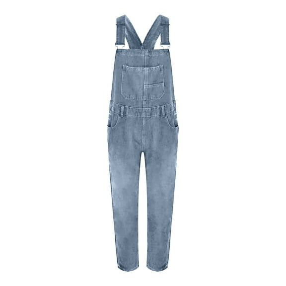 FADAACAI Overalls for Women Denim,Women Loose Fit Classic Bib Casual Jean Stretchy Denim Overall Jumpsuit Tapered Leg Jean Pants,Jean Overalls for Women,Jumpsuits for Women Casual Blue M Clearance！