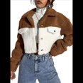 thumbnail image 3 of Chaqueta de Forro Afelpado para Mujer, Abrigo Informal de Invierno con Botones y Bolsillos Marrón Oscuro M, 3 of 9