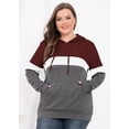 thumbnail image 6 of JuneFish Women's Plus Size Long Sleeve Sweatshirts Color Block Hoodies Pullover with Pocket, 6 of 7