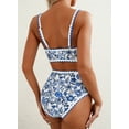 thumbnail image 4 of SHEWIN Women's Bikini Sets Floral Print Whip Stitch 2 Piece Swimsuits High Waisted Scoop Bathing Suits, 4 of 10
