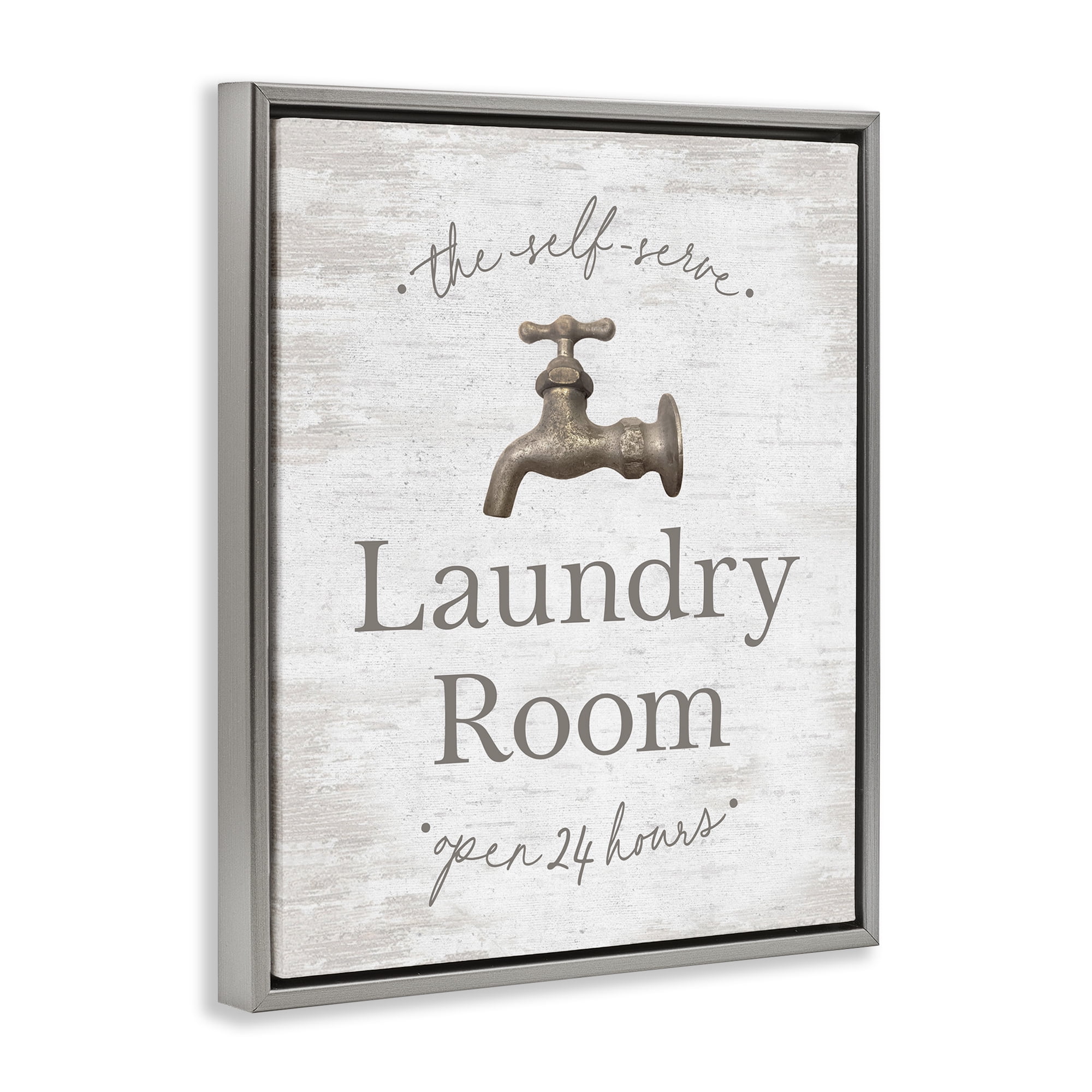 Stupell Industries Distressed Laundry Room Typography Painting Gray Floater Framed Art Print Wall Art, 25 x 31
