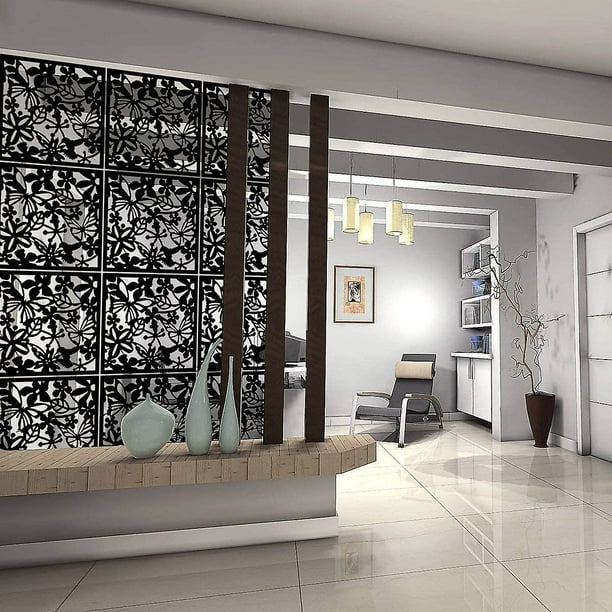 Paquete de 12 separadores de ambientes de plástico colgantes para dormitorios, salas de estar, comedores, bares, escuelas, hoteles, como decoración (negro, 40 * 40 cm) ACTIVE Biensenido a ACTIVE