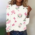 thumbnail image 2 of Women's Long Sleeve Tops 2026 Spring Trendy Floral Printed Tees Shirts Ladies Dressy Blouses Casual Loose Clothing, 2 of 4