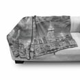 thumbnail image 3 of Urban Soft Flannel Fleece Throw Blanket, Dramatic New York City Skyline Sun Beams Clouds Skyscrapers Monochrome Landscape, Cozy Plush for Indoor and Outdoor Use, 70" x 90", Black White, by Ambesonne, 3 of 6