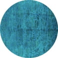 thumbnail image 1 of Ahgly Company Machine Washable Indoor Round Oriental Turquoise Blue Industrial Area Rugs, 5' Round, 1 of 4