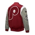 thumbnail image 3 of Men's Mitchell & Ness Burgundy/Gray Philadelphia Phillies Cooperstown Collection Team Origins Satin Full-Snap Jacket, 3 of 7