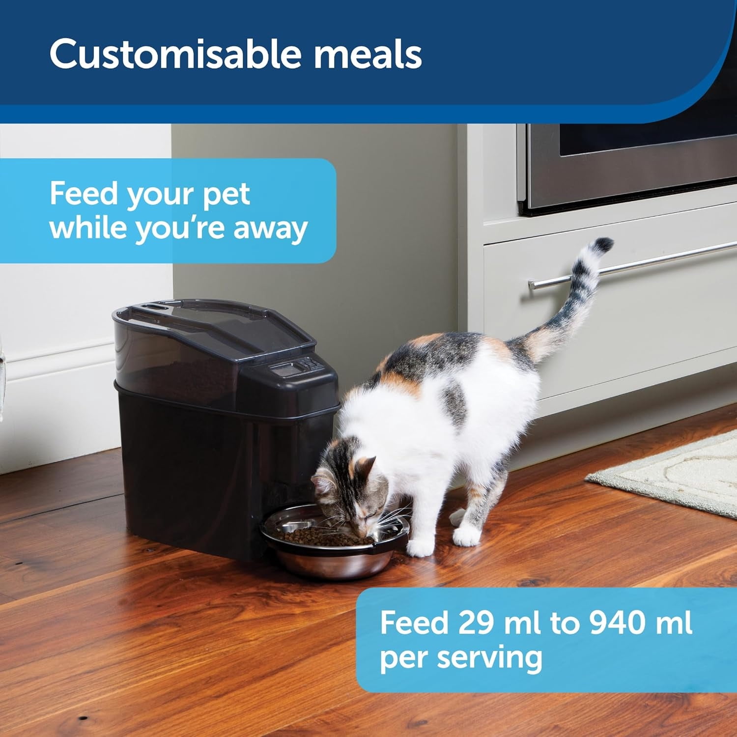 Automatic Cat Feeder - Healthy Pet Simply Feed - Automatic Pet Feeder for Cats & Dogs - Timed Pet Feeder with Programmable Portion Control - Holds 24 Cups of Dry or Semi-Moist Dog or Cat Food