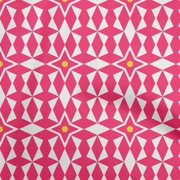 oneOone Polyester Spandex Fuschia Pink Fabric Geometric Diy Clothing Quilting Fabric Print Fabric By Yard 56 Inch Wide