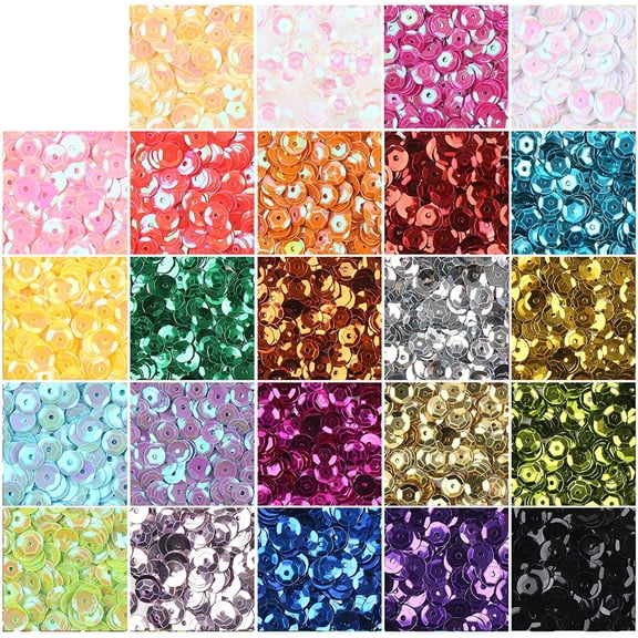 16000PCS Loose Sequins Bulk, 6MM Rainbow Round Cup Sequins for Sewing Embroidery Easter Egg Craft Nails Art Decorations