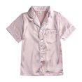 thumbnail image 4 of 2Pcs Kids Toddler Girls Satin Silk Pajama Set Button Down Satin Sleepwear Includes Short Sleeve Top Long Pants, 4 of 10