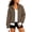 Blue, variant on Women's Color Block Cropped Zip Up Hoodie Oversized Long Sleeve Full Zip Hooded Sweatshirt Jacket with Kangaroo Pocket