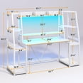 thumbnail image 2 of White Gaming Desk 65.7'' with LED Lights, Hutch and Storage Shelves, Computer Desk with Monitor Stand, Large PC Gamer Desk Workstation, Ergonomic Gaming Table for Bedroom, Living Room, 2 of 8