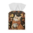 thumbnail image 2 of FUIALDOLG Maple Leaves Cat Tissue Box Cover Square, Waterproof PU Leather Car Tissue Holder Facial Napkin Organizer Fashion Fall Decor on Table and Bathroom, Office, 2 of 7