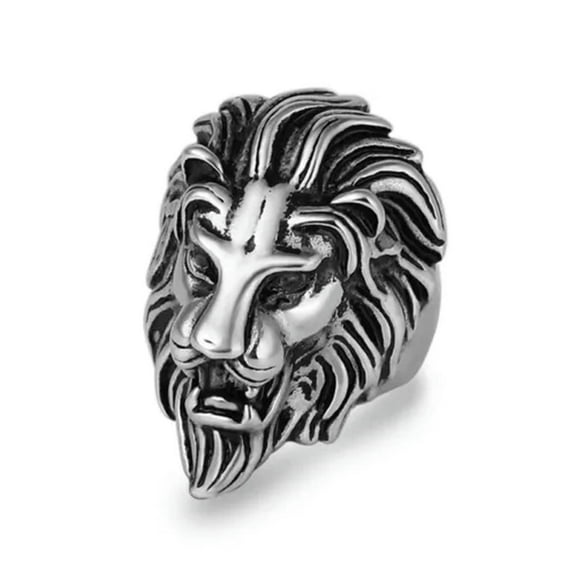 316L Stainless Steel New Silver Mens Lion Head Ring Biker Jewelry Size 8-12