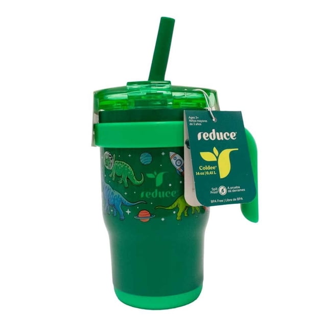 Termo Reduce de Plástico Diseño de Dinosaurios Verde 410 ml