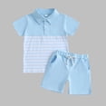 thumbnail image 4 of Fancifize Kids 2 Piece Shorts Set Short Sleeve Henley Tee and Shorts with Pockets Soft Breathable Summer Loungewear for Boys, 4 of 5
