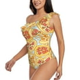 thumbnail image 3 of Picia Cute Pizza In Various Pattern Women's One Piece Swimsuits,One Shoulder Swimwear Asymmetric ,Ruffle Monokinis Bathing Suits,High Waisted Flattering Bathing Suits-XX-Large, 3 of 8