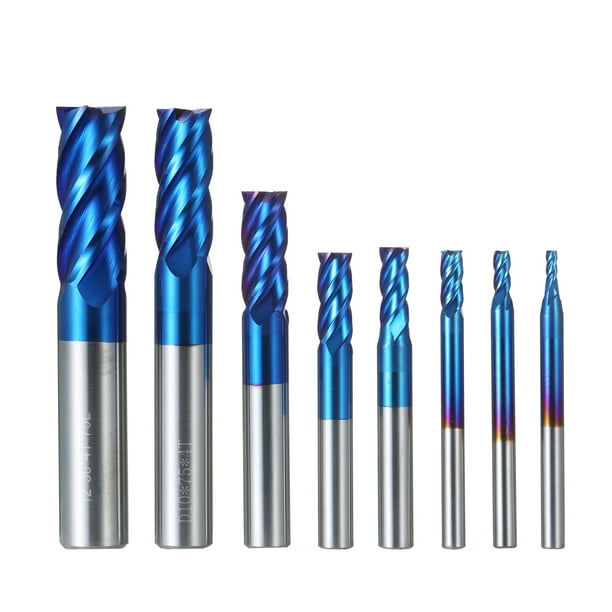 8Pcs 4 Flute End Mill Bits Carbide Tungsten Steel Milling Cutter