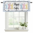thumbnail image 2 of 2 Panels Happy Easter Valance for Windows, Colorful Rabbits Cartoon Blue Plaid Light Filtering Kitchen Curtains, Rod Pocket Window Treatment Curtain Valances for Living Room Bedroom, 60"x18", 2 of 9