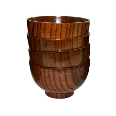 - Smiling JuJu Set Of 4 Japanese Style Solid Wood Bowl Children Kids Baby Serving Tableware For Salad Rice Miso Soup Fruits Decorative Display Gifts, Single Bowl New
