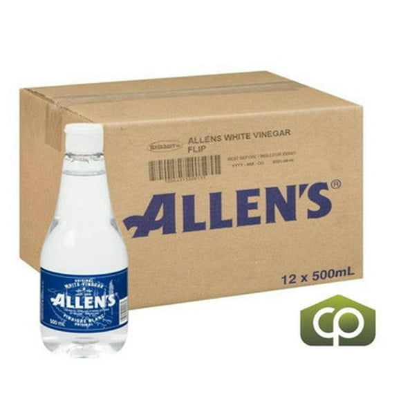Allens White Vinegar Flip Cap 500ml/0.5 Liter(12/Case) - Canadian Made