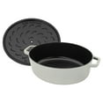 thumbnail image 2 of Staub Cast Iron 6.25-qt Shallow Oval Dutch Oven - White Truffle, 2 of 6
