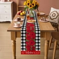 thumbnail image 2 of Valentine's Day Table Runner - 72 Inch Long Red Roses Floral Leaves Buffalo Plaid Cotton and Linen Blended Dress Scarves Farmhouse Table Runner for Kitchen Dining, Coffee Table, 13" x 72", 2 of 8