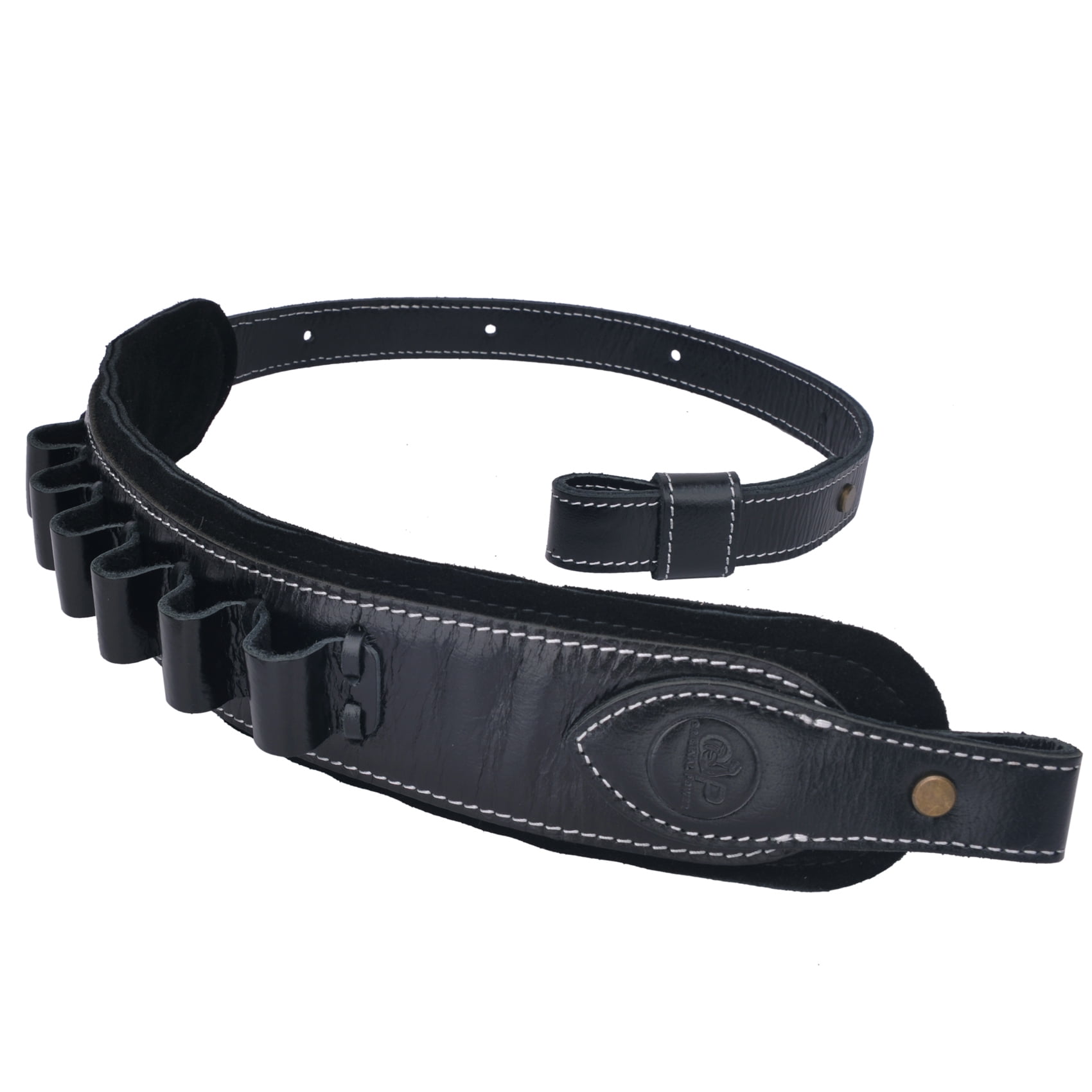 Top Grain Leather Ammo Holder Shotgun Sling for 12 Gauge Adjustable Hunting Shotshell Gun Shoulder Strap