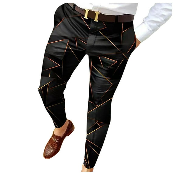 Edvintorg Men Casual Slim Fit Business Dress Chinos Pants Clearance Fashion Zippered Printed Mid-Waisted Trousers With Pockets Pants