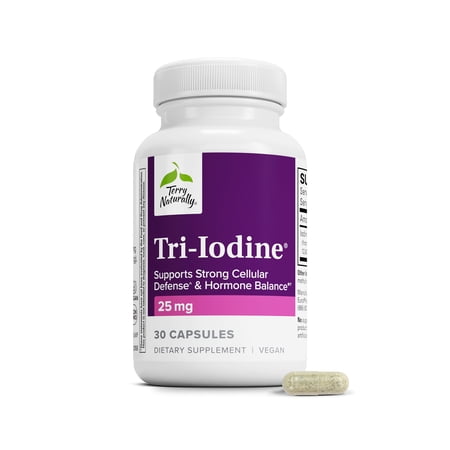 Terry Naturally Tri-Iodine 25 mg - 25000 mcg Iodine, 30 Vegan Capsules - Supports Hormone Balance