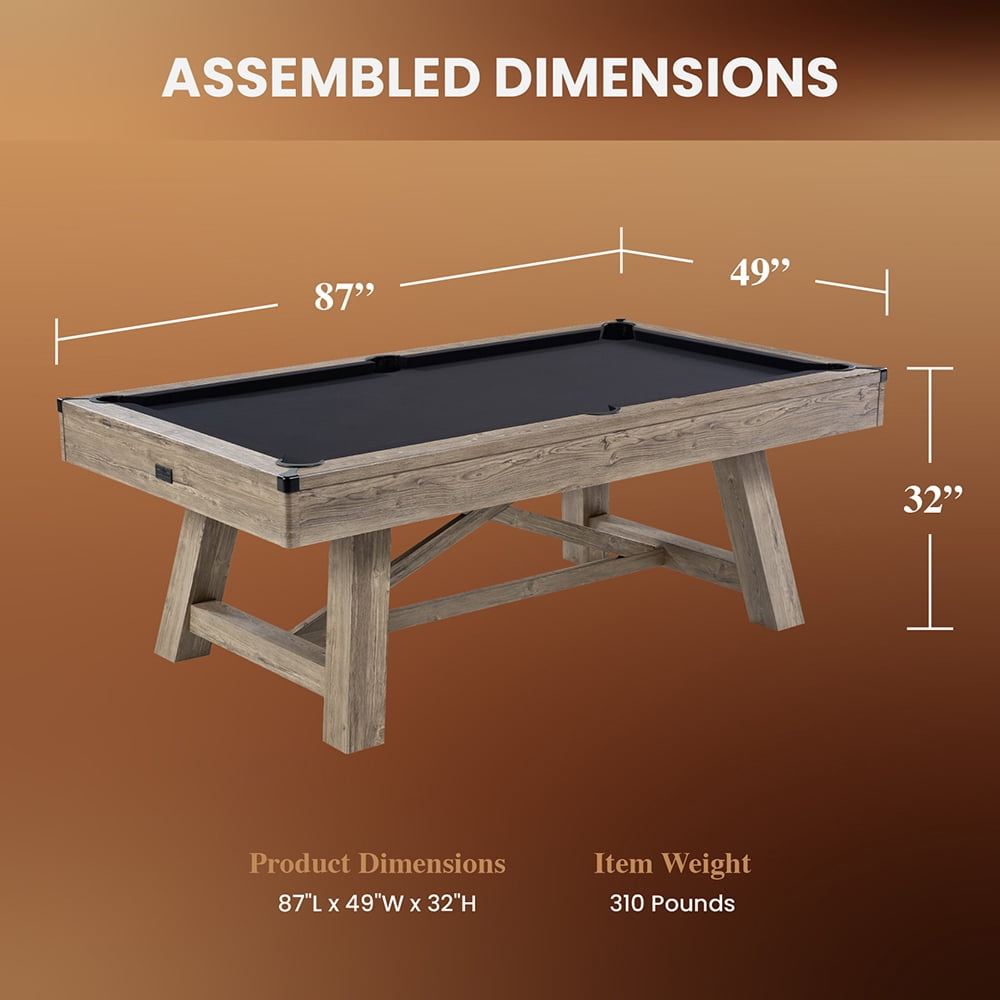 Barrington Billiards 87" Pinecrest Rustic Wood Pool Table, Premium Game Room Centerpiece, Includes Complete Accessory Kit