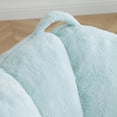 thumbnail image 3 of Giant Bean Bag Chair for Adults, Oversized Lazy Sofa with Footstool and Handle, Faux Fur Shell-Shaped Reading Chair for Living Room Bedroom, Light Blue, 3 of 8