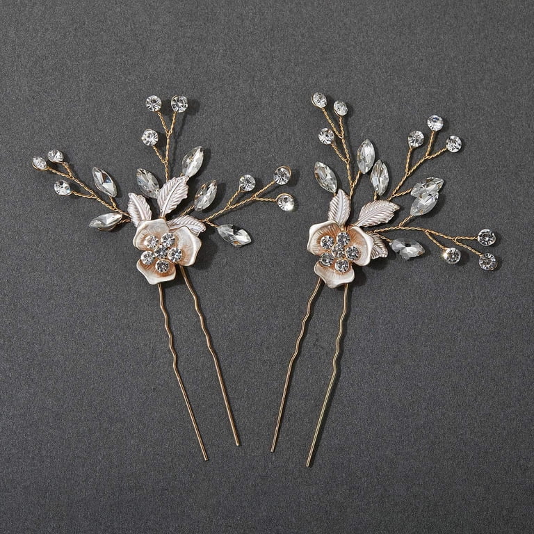 2Pcs Wedding Hair Pins Bridal Rhinestone Wedding Hair  display picture 3