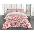 thumbnail image 3 of Ambesonne Snowflake Quilted Bedspread Set 3 Pcs, Star and Dot Pattern, King Size, Red White, 3 of 5