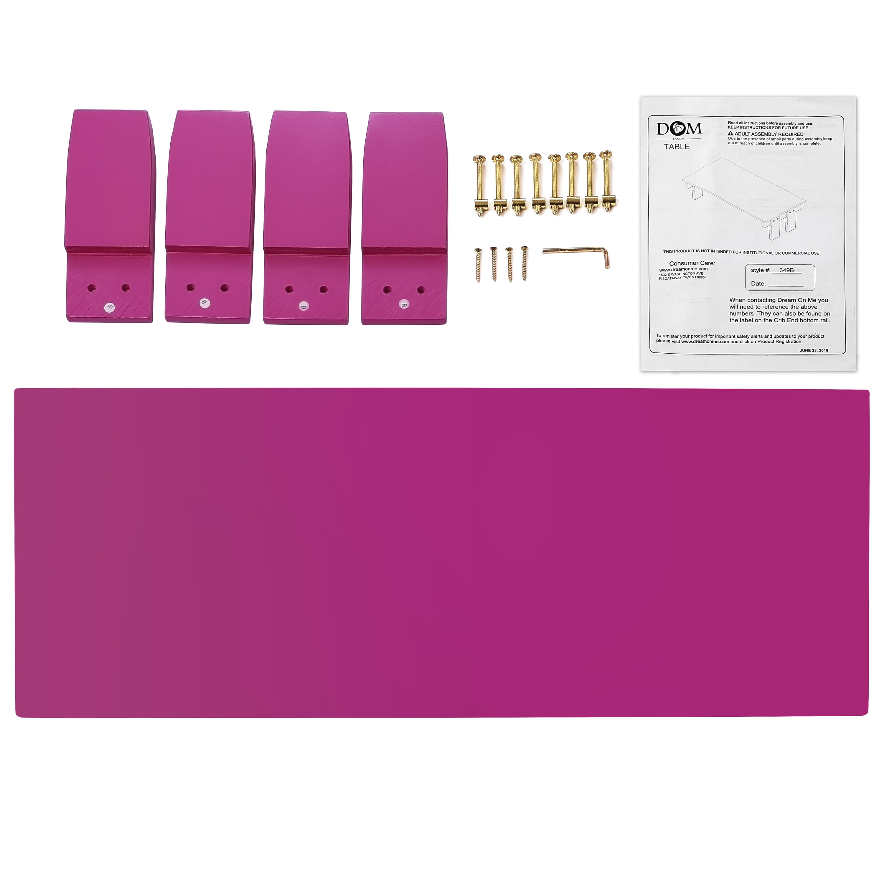 Dream On Me 3 in 1 toddler bed convertible Kit, Fuchsia Pink